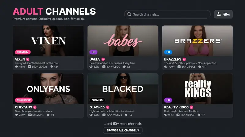Adult IPTV channel preview in the Privflix library